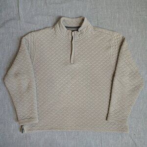 Island Sands Pullover Sweatshirt Women's Size XL Beige Diamond Quilted 1/4 Zip